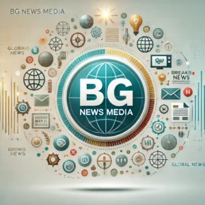 A visually engaging header image for an online news article, featuring the phrase 'BG News Media' prominently, alongside symbols or icons representing
