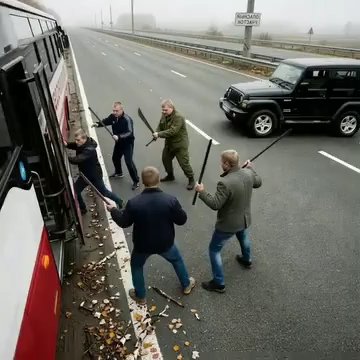 ФАТАЛНА ГРЕШКА! Четирима нападатели спряха автобус посред нощ, очаквайки лесна плячка — но вътре ги чакаше най-големият им кошмар 😟😟😟 3 videoframe 0 9